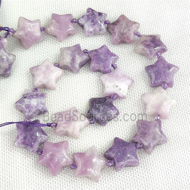 Purple Lepidolite Star Beads