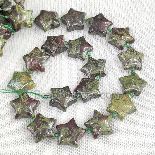 Natural Dragon Bloodstone Star Beads Green