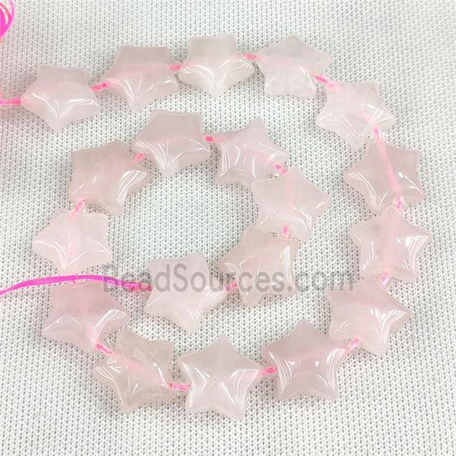 Natural Pink Rose Quartz Star Beads