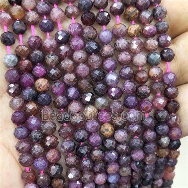 Natural Ruby Beads Faceted Round