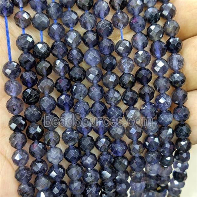 Natural Iolite Beads Inkblue Faceted Round