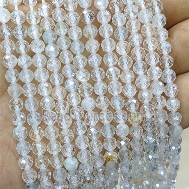 Natural Topaz Beads White Faceted Round