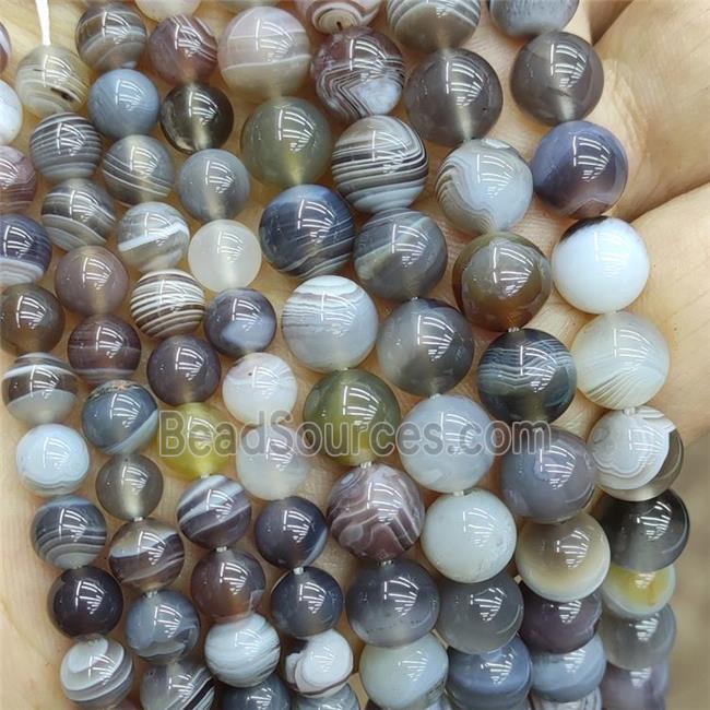 Natural Botswana Agate Beads Smooth Round