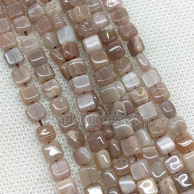 Natural Moonstone Square Beads Gray