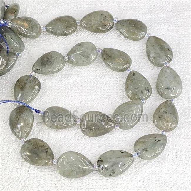 Natural Labradorite Teardrop Beads Flat