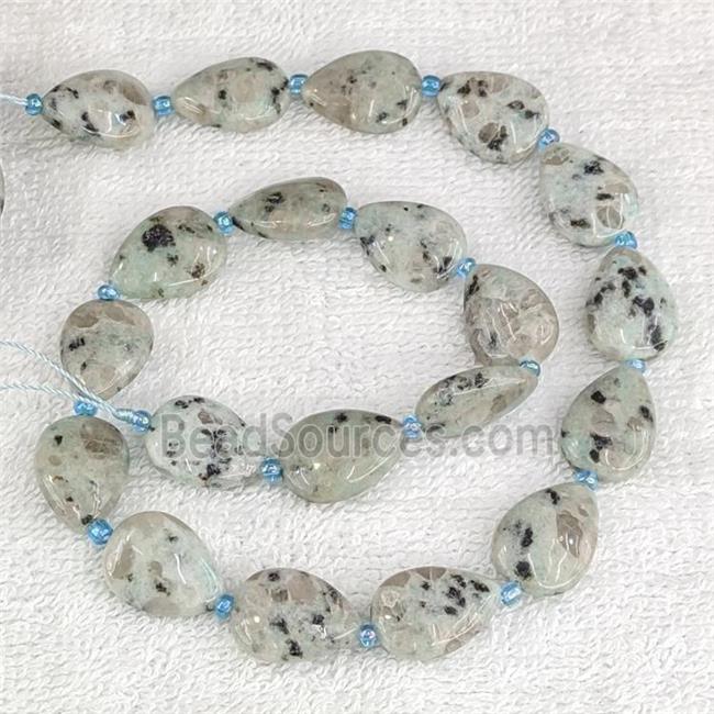 Natural Kiwi Jasper Teardrop Beads Flat