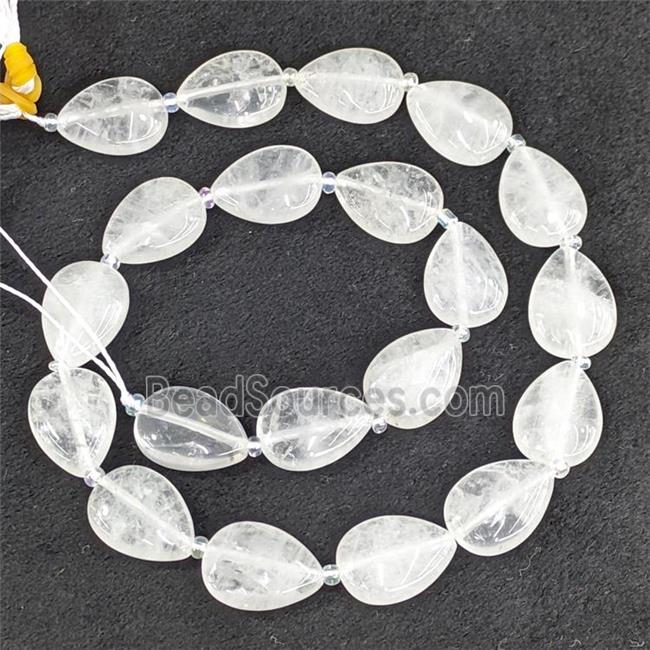 Natural Clear Crystal Quartz Teardrop Beads Flat