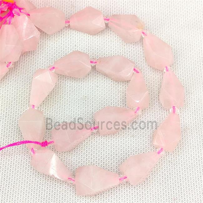 Natural Pink Rose Quartz Teardrop Pendant Faceted