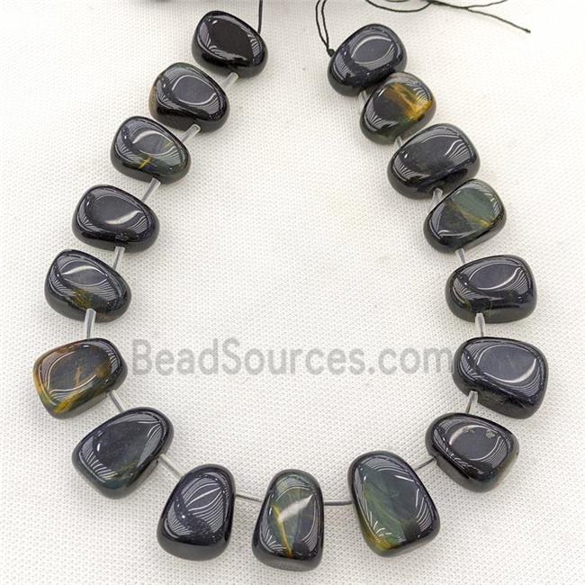 Tiger Eye Stone Teardrop Beads Topdrilled Inkblue