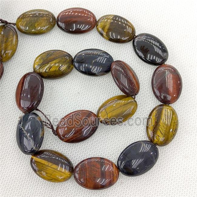 Tiger Eye Stone Oval Beads Multicolor