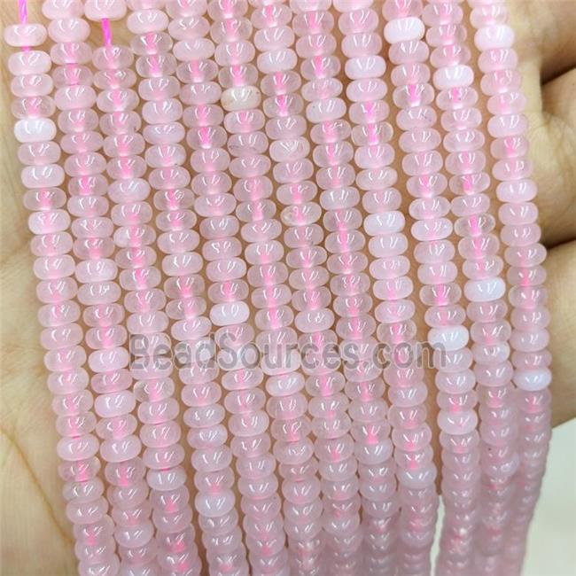 Natural Pink Rose Quartz Beads Smooth Rondelle