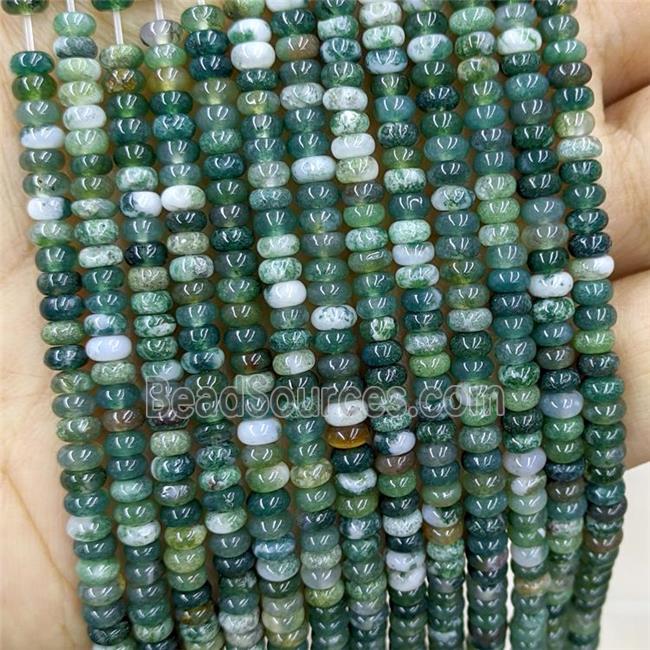 Natural Green Moss Agate Beads Smooth Rondelle