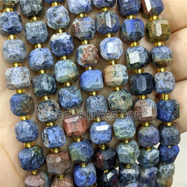 Natural Dumortierite Jasper Beads Blue Faceted Cube