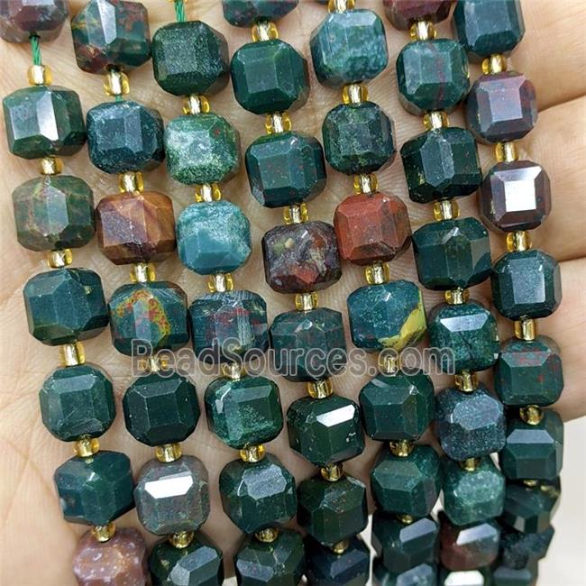 Natural Chook Bloodstone Beads Green Faceted Cube