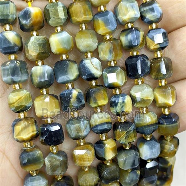 Fancy Tiger Eye Stone Beads Faceted Cube