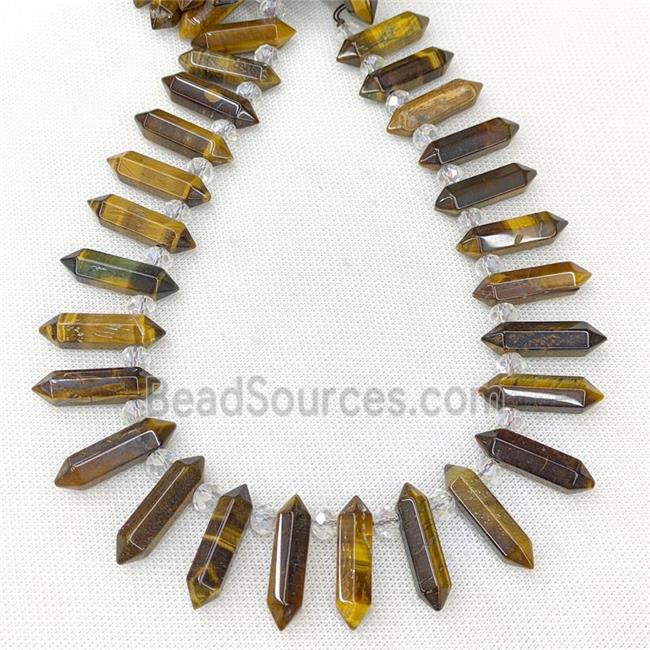 Natural Tiger Eye Stone Prism Beads Point