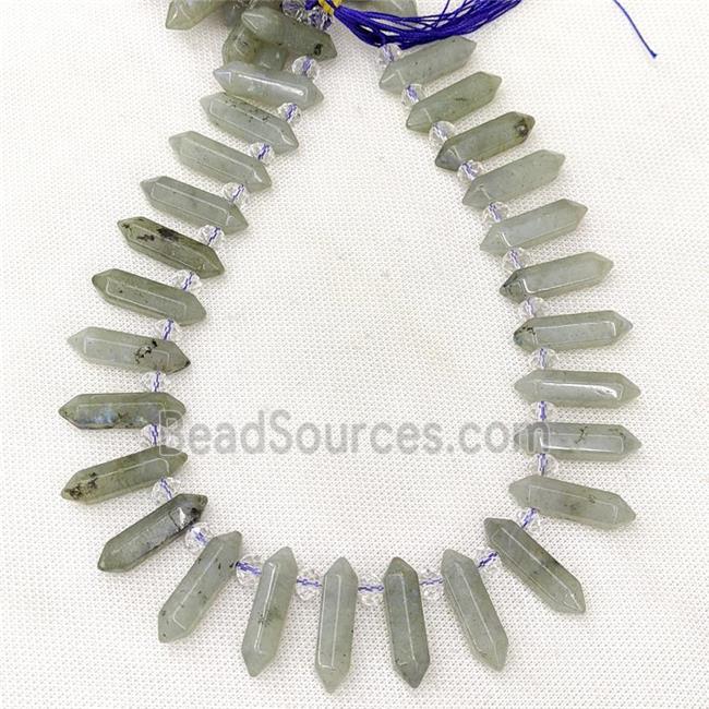 Natural Labradorite Prism Beads Gray