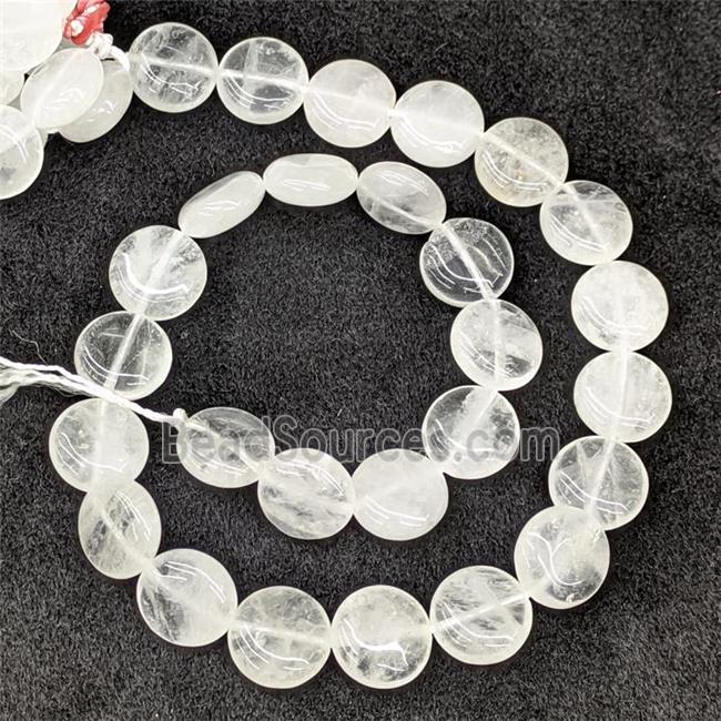 Natural Clear Quartz Coin Beads Circle Flat