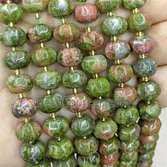 Natural Unakite Pumpkin Beads Green Lantern