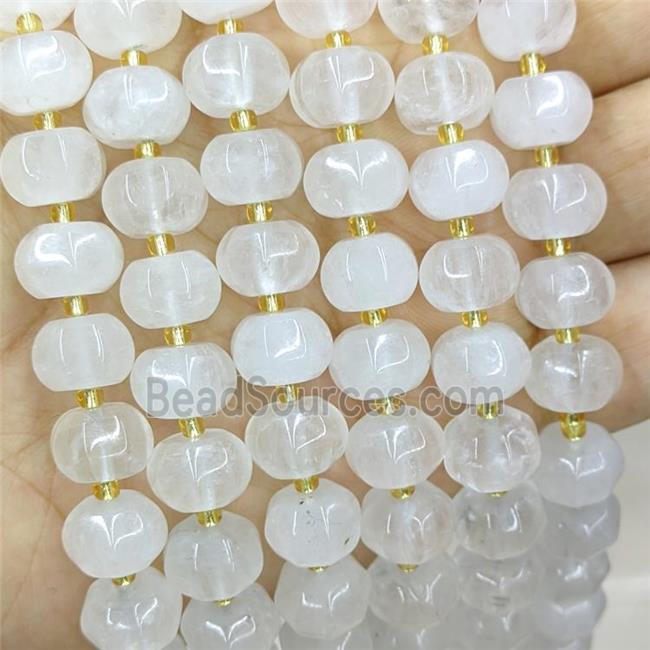 Natural Clear Crystal Quartz Pumpkin Beads