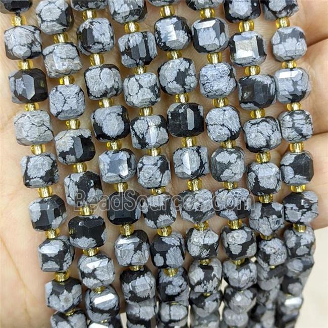 Natural Snowflake Jasper Beads Faceted Cube