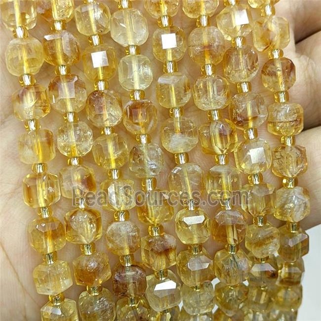 Natural Yellow Citrine Beads Faceted Cube