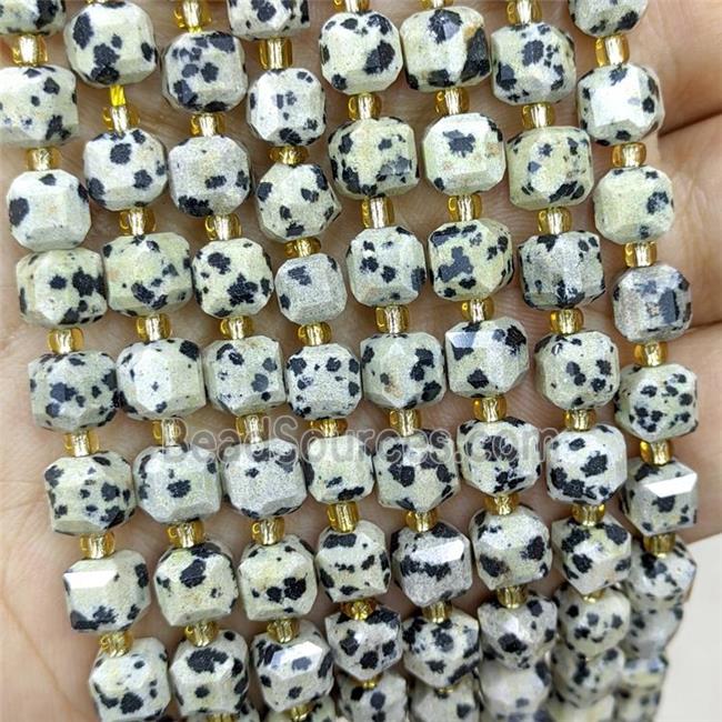 Natural Black Dalmatian Jasper Beads Faceted Cube