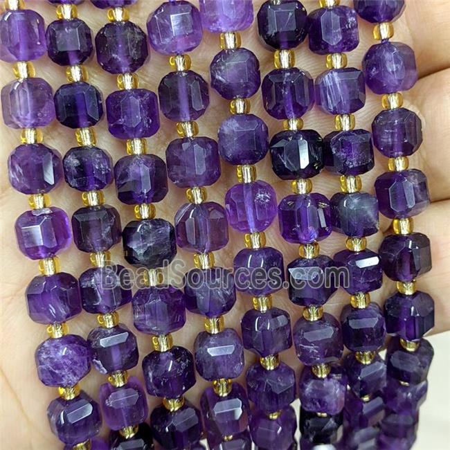 Natural Purple Amethyst Beads Faceted Cube