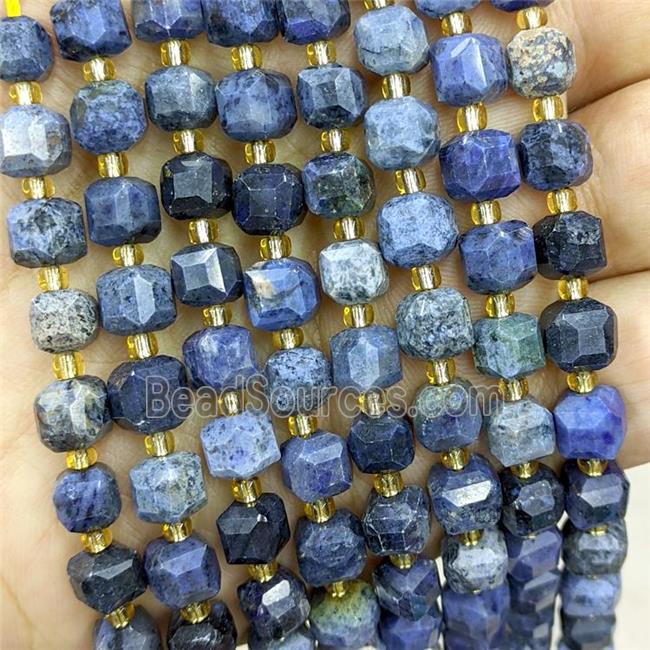 Natural Blue Dumortierite Beads Faceted Cube