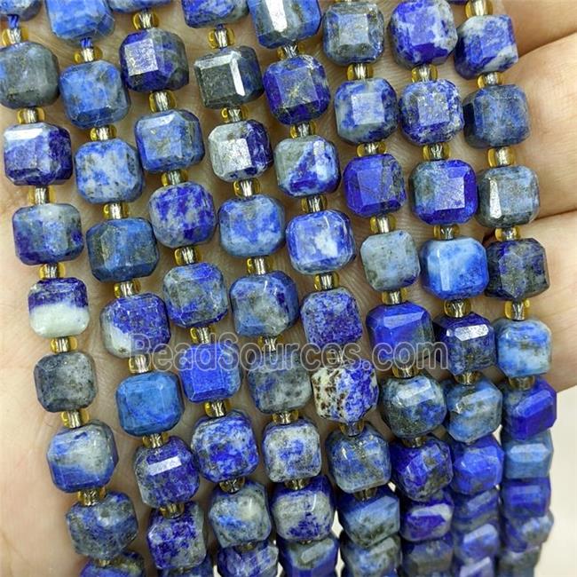 Natural Lapis Lazuli Beads Blue Faceted Cube