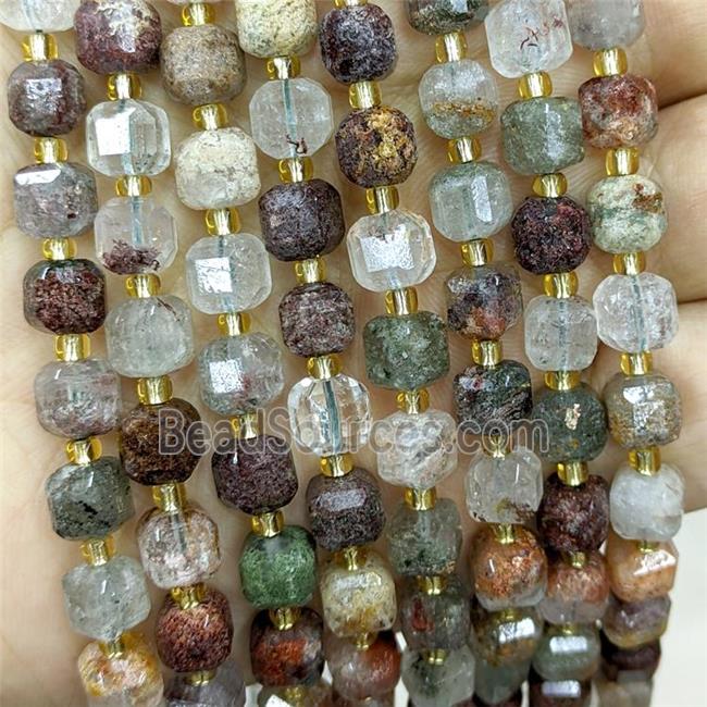 Natural Lodalite Beads Multicolor Faceted Cube