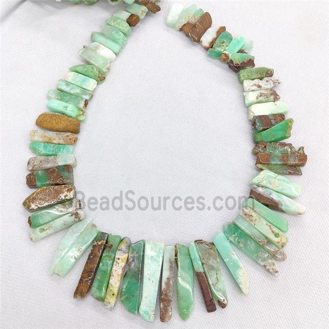 Natural Australian Chrysoprase Stick Beads Graduated Green