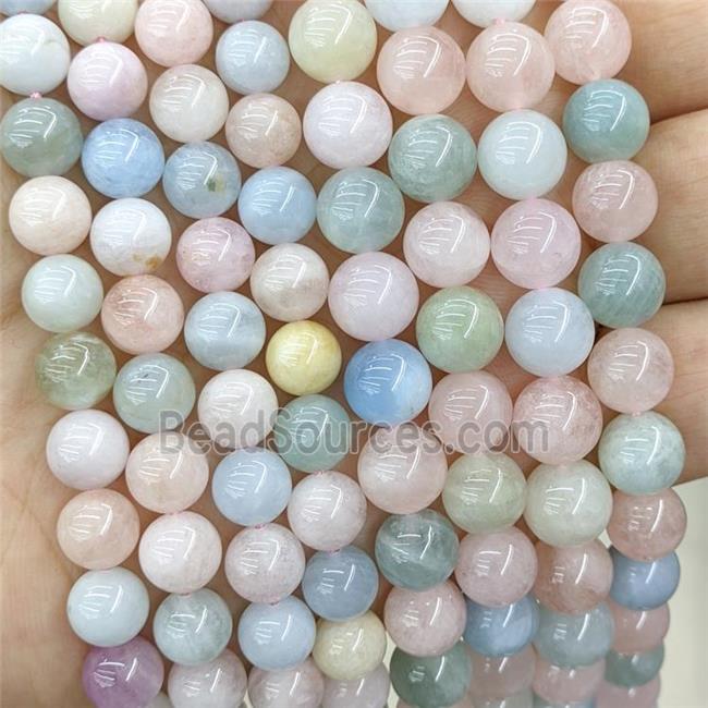 Natural Morganite Beads A-Grade Multicolor Smooth Round