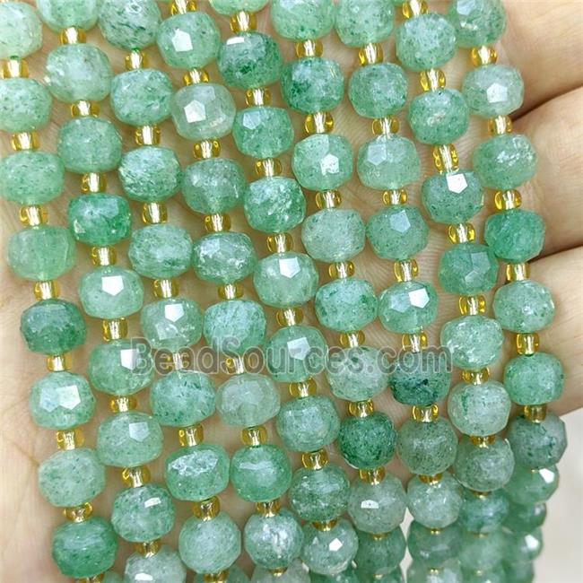 Natural Green Strawberry Quartz Beads Faceted Rondelle