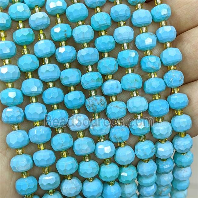 Blue Magnesite Turquoise Beads Faceted Rondelle Dye