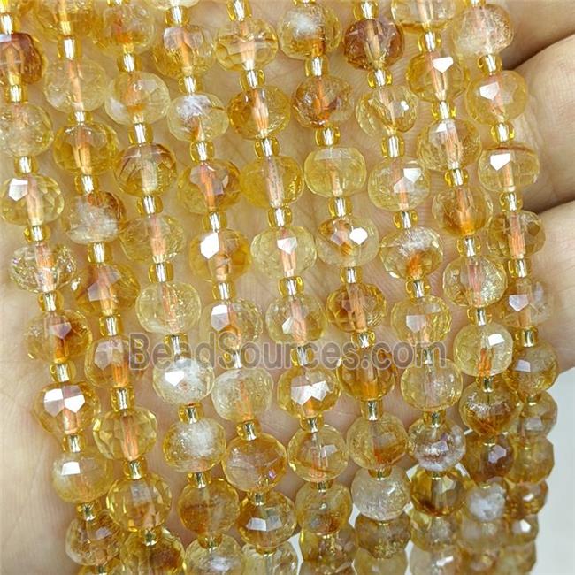 Natural Citrine Beads Faceted Rondelle Yellow