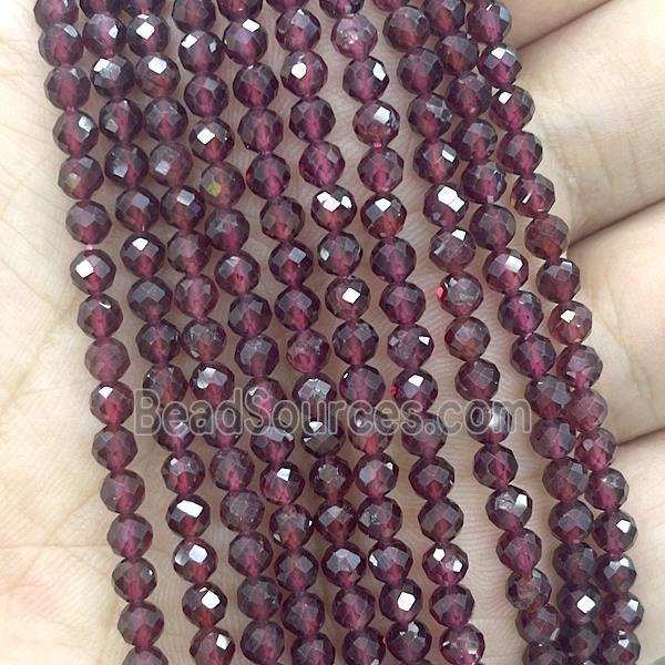 Natural Garnet Beads Red Tiny Faceted Round