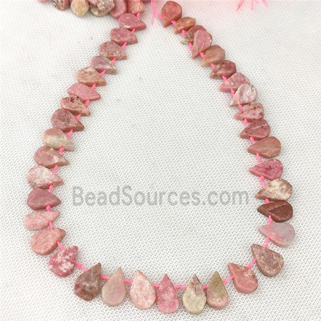 Natural Pink Rhodonite Beads Teardrop Topdrilled