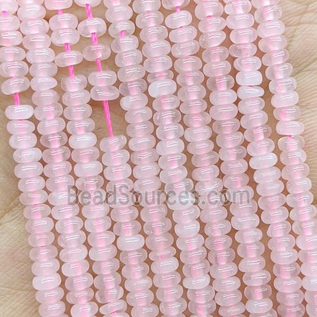 Natural Pink Rose Quartz Beads Smooth Rondelle