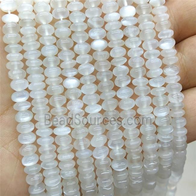 Natural GrayWhite Moonstone Rondelle Beads Smooth