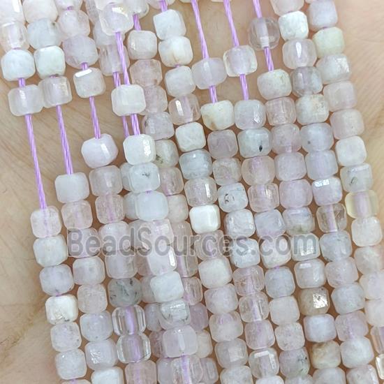 Natural Kunzite Beads Faceted Cube