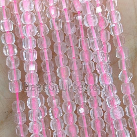 Natural Rose Quartz Beads Faceted Cube