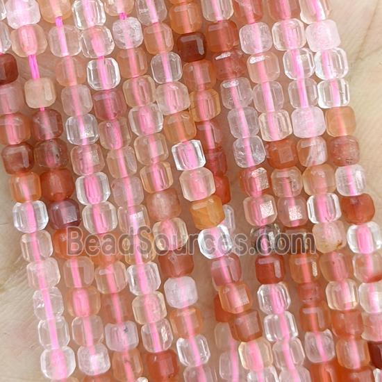 Red Quartz Beads Faceted Cube