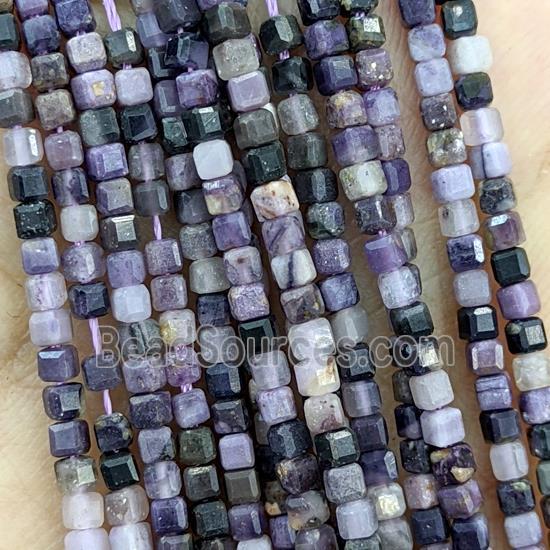 Natural Purple Jasper Beads Faceted Cube