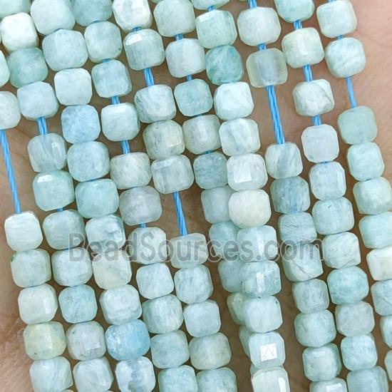 Natural Green Amazonite Beads Faceted Cube