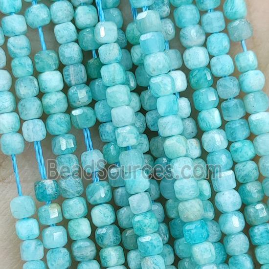 Natural Green Amazonite Beads Faceted Cube