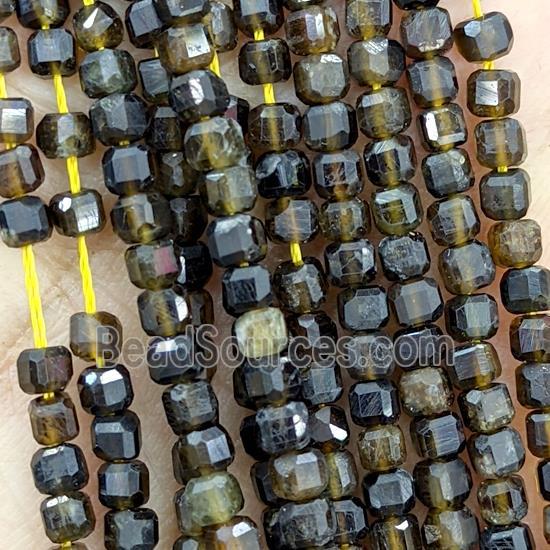 Natural Tourmaline Beads Green Faceted Cube