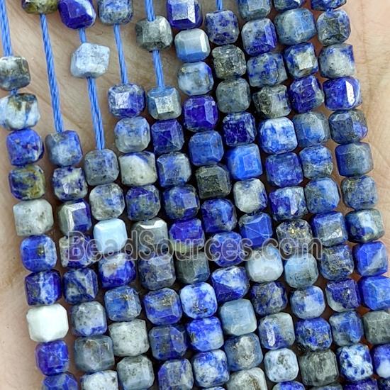 Natural Lapis Lazuli Blue B-Grade Faceted Cube