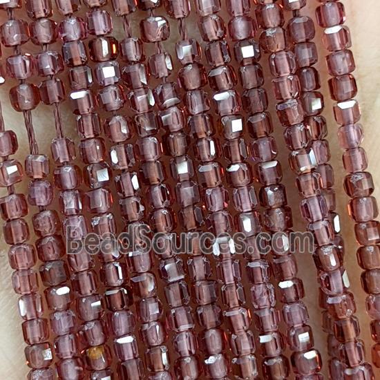 Natural Garnet Beads Faceted Cube