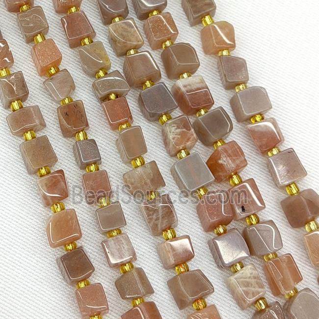 Natural Sunstone Cube Beads Peach